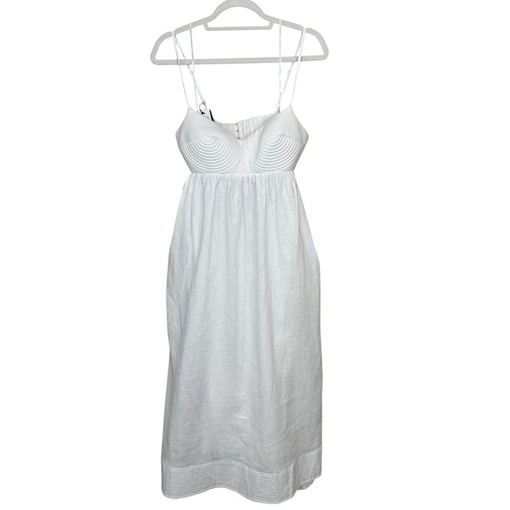 NEW Zimmermann Rosa Linen Bralette Midi Dress Ivory Size 10 - Picture 7 of 14